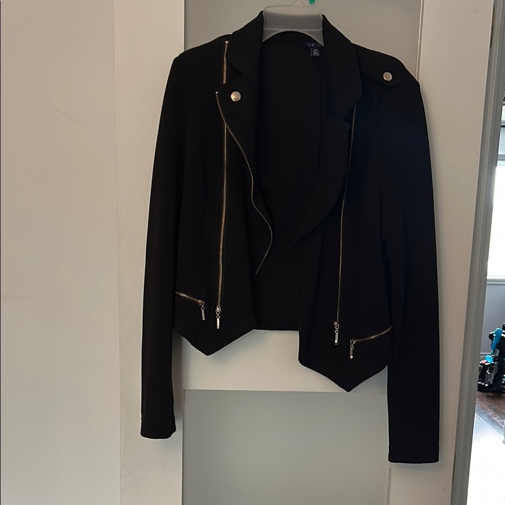Women's Black Jacket with Gold Accents